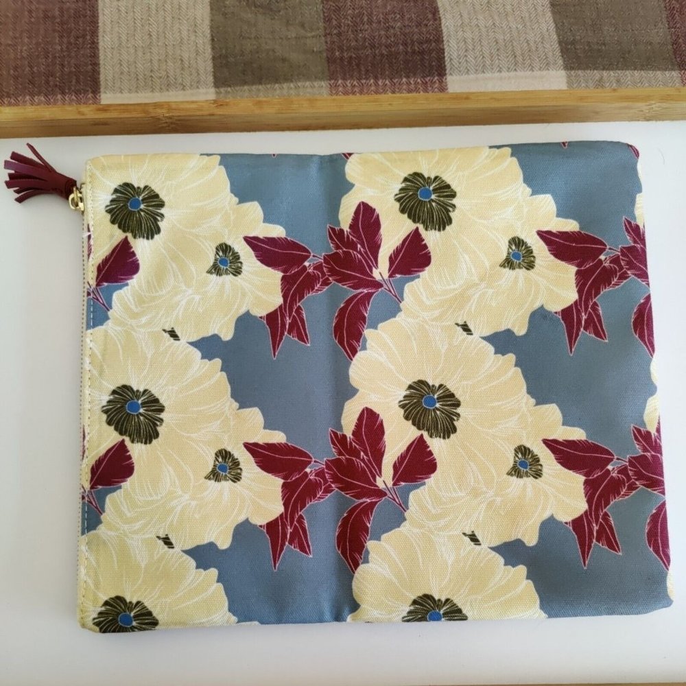 Rachel Pally Reversible Clutch Bag Floral Bloom Cream Purse Handbag 12"x10"